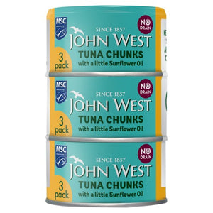 John West No Drain Tuna Chunks with a Little Sunflower Oil MSC 3x100g