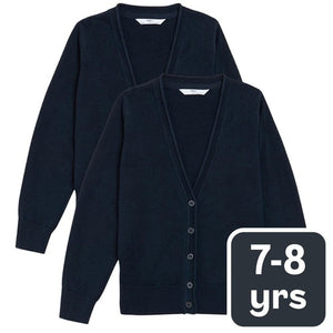 MS 2PK COTTON CARDIGAN WITH STAYNEW 7-8 Y