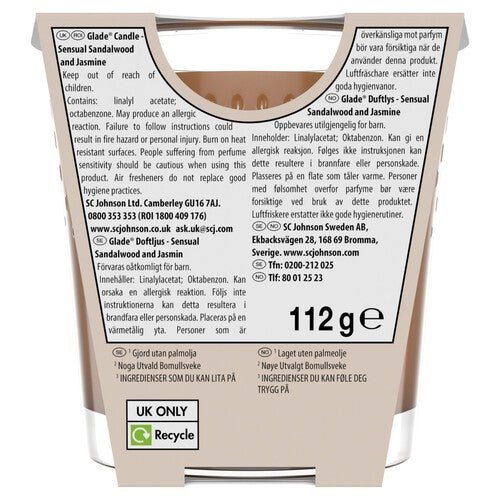 Glade Small Scented Candle Sandalwood Jasmine