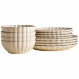 M&S Scallop 12 Piece Dinner Set, Natural
