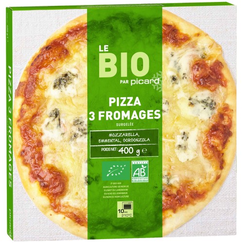 Picard organic three cheese pizza 400g, imported from the UK