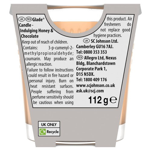 Glade Small Scented Candle, Honey & Chocolate