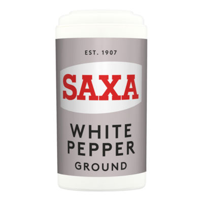 Saxa Ground White Pepper 25g pack (British brand)