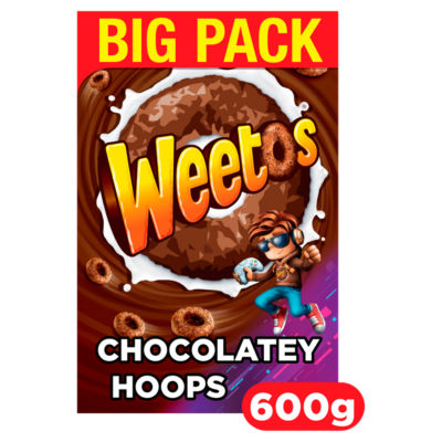 Weetos chocolatey wheat hoops cereal box 600g (British brand)