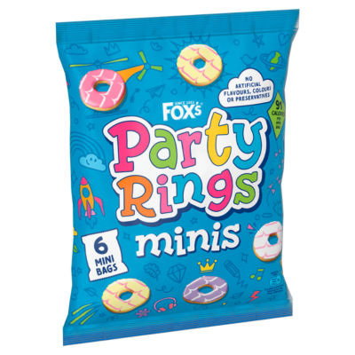 Fox's Party Rings Minis 6 snack bags - British product