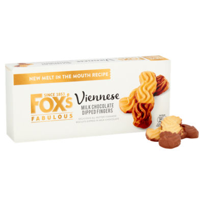 Fox's chocolate biscuits Viennese milk chocolate dipped fingers 105g - British product