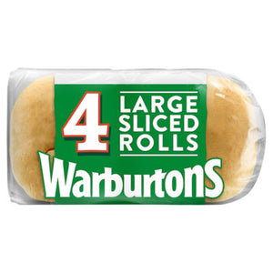 Warburtons Large Sliced Rolls 4 pack White Bread Rolls