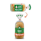Warburtons large sliced white rolls 4 pack (British brand)
