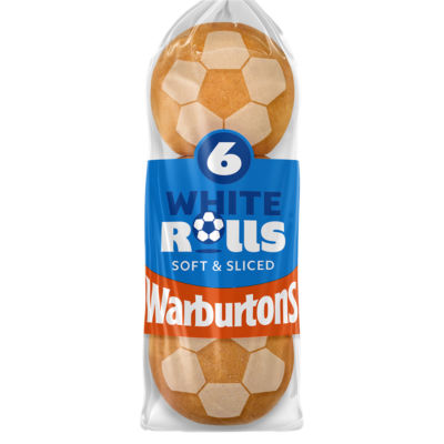 Warburtons white bread rolls 6 pack (British brand)