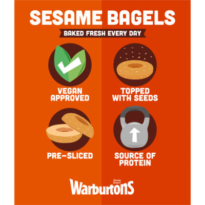 Warburtons 5 Sesame Topped Bagels (British brand)