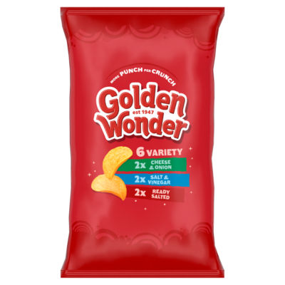 Golden Wonder crisps multipack 6x25g, imported from the UK