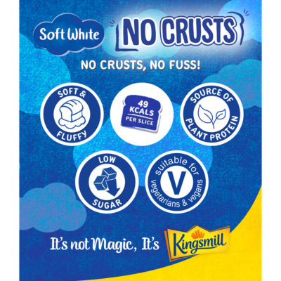 Kingsmill no crusts soft white crustless bread 400g, UK version
