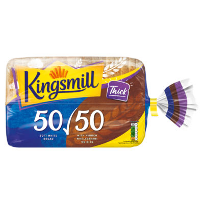 ASDA Kingsmill 50/50 Thick Sliced White Bread Loaf 800g- Buy online at McGrocer