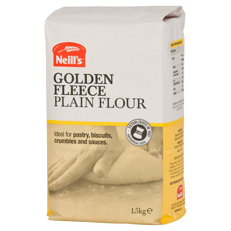 Neill's Golden Fleece Plain Flour 1.5kg, imported from the UK