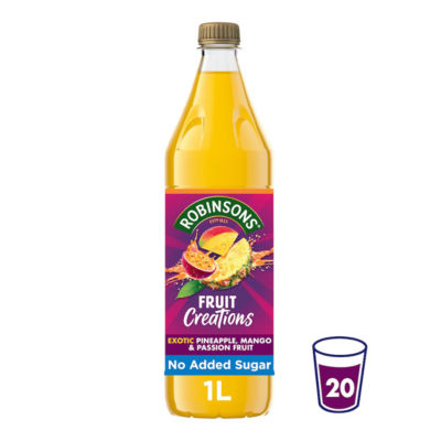 ASDA Robinsons Fruit Creations Pineapple, Mango & Passion Fruit No Added Sugar Squash 1L- Buy online at McGrocer