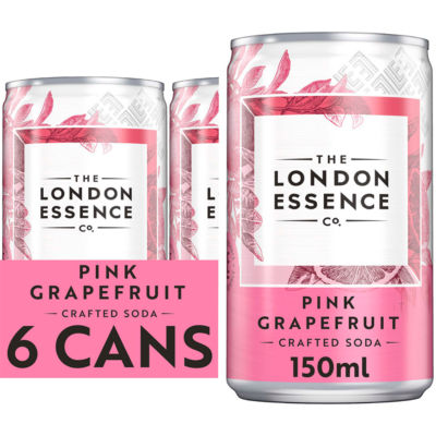 London Essence pink grapefruit crafted soda 6 x 150ml cans (British brand)