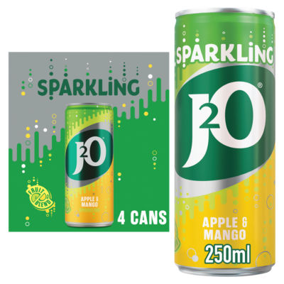 J2O sparkling apple and mango soft drink 4x250ml (British brand)