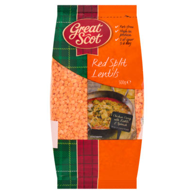 Great Scot red split lentils 500g, UK version