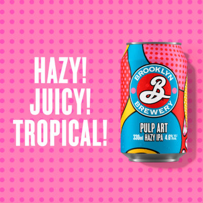 Brooklyn Brewery Pulp Art IPA hazy beer cans 4x330ml, imported from the UK
