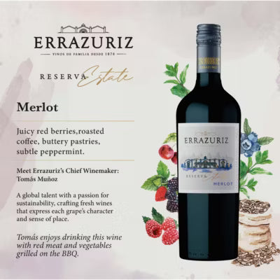 Errazuriz Estate Reserva Merlot red wine 75cl - British product