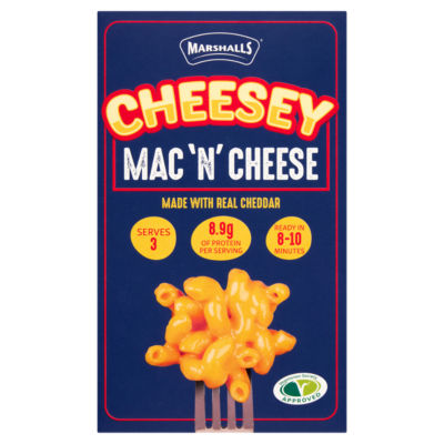 Marshalls Cheesey Mac 'N' Cheese 190g, imported from the UK