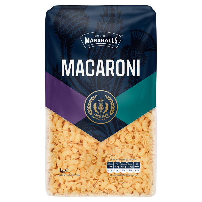 Marshalls macaroni pasta 1kg, imported from the UK