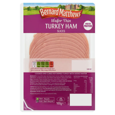 Bernard Matthews wafer thin turkey ham slices 100g - British product