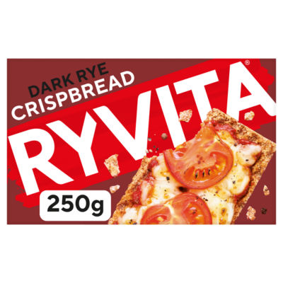 Ryvita Dark Rye Crispbread 250g, imported from the UK