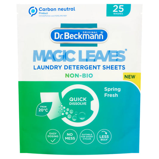 Dr. Beckmann Original Magic Leaves Laundry Detergent Sheets Non-Bio Spring Fresh 25 Washes GOODS ASDA   