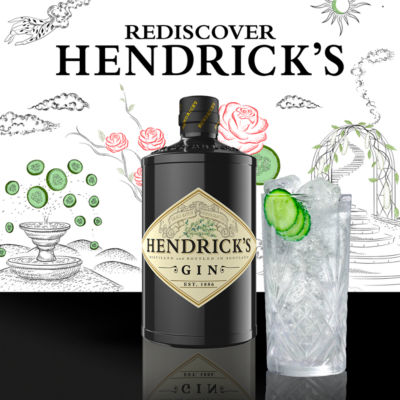 Hendrick's Cucumber Rose Gin 70cl imported from the UK