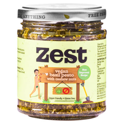 Zest vegan basil pesto sauce with cashew nuts 165g (British brand)
