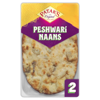 Patak's Peshwari naan bread pack of 2, imported from the UK