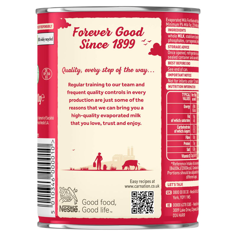 Carnation evaporated milk 410g tin (British brand)