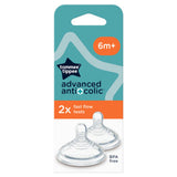 ASDA Tommee Tippee 2x Advanced Anti-Colic Bottle Teats Fast Flow Breast-Like 6m+- Buy online at McGrocer