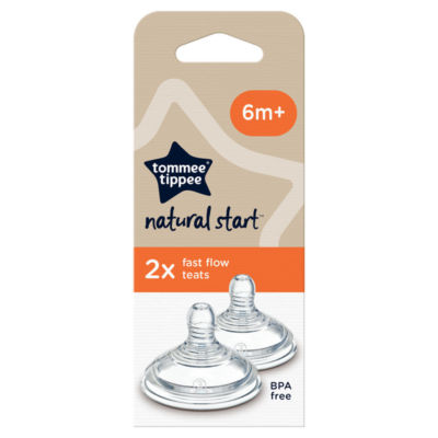 ASDA Tommee Tippee 2x Natural Start Baby Bottle Teats Breast-like Shape 6+ Months- Buy online at McGrocer