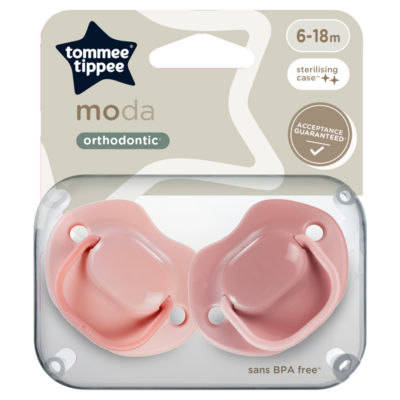 ASDA Tommee Tippee Sucettes Moda avec Pod Stérilisateur Symétrique 6-18m Lot de 2 - Acheter en ligne sur McGrocer