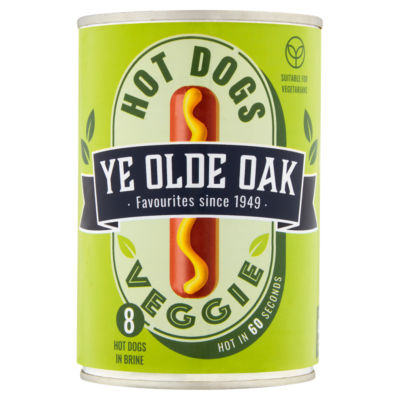 Ye Olde Oak veggie hot dogs in brine 400g (British brand)
