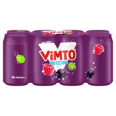 Vimto Zero carbonated drink 8 x 330ml (British brand)