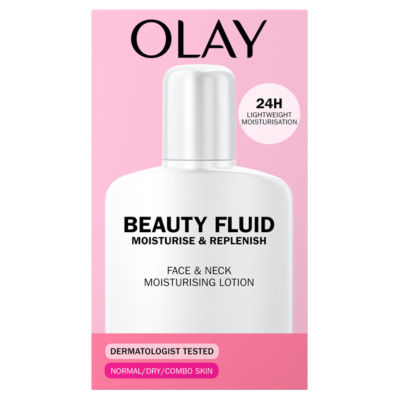 ASDA Olay Beauty Fluid Face and Neck Lotion Facial Moisturiser 200ml- Buy online at McGrocer