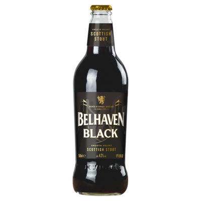 Belhaven Black Scottish Stout 500ml, imported from the UK