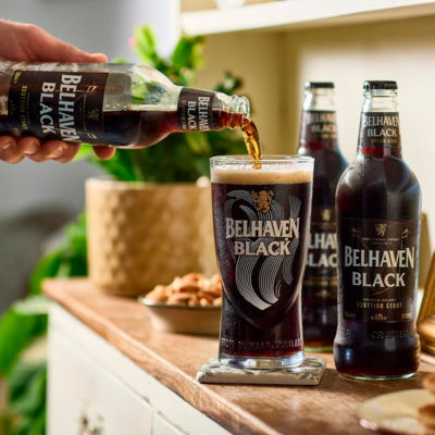 Belhaven Black Scottish Stout 500ml, imported from the UK