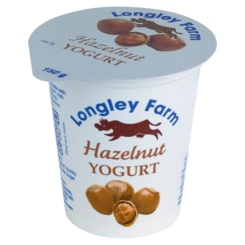 Longley Farm hazelnut yoghurt 150g, imported from the UK