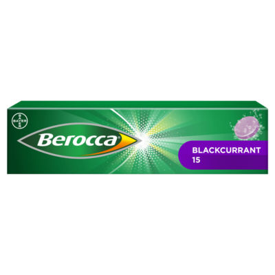 Berocca Blackcurrant flavour effervescent tablets 15 count, UK version