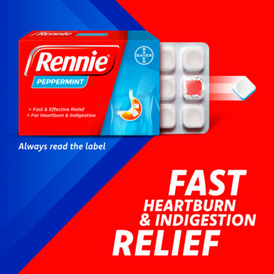 Rennie Peppermint heartburn relief chewable tablets 36 tablets, imported from the UK