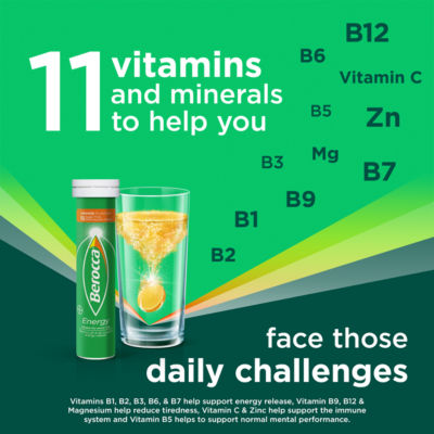 Berocca orange effervescent supplement 15 tablets, UK version