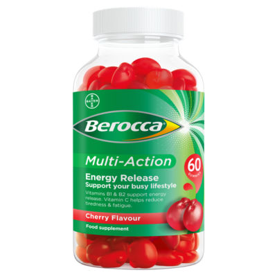 ASDA Berocca Multi-Action Cherry Flavour Vitamin Gummies 60 Gummies- Buy online at McGrocer