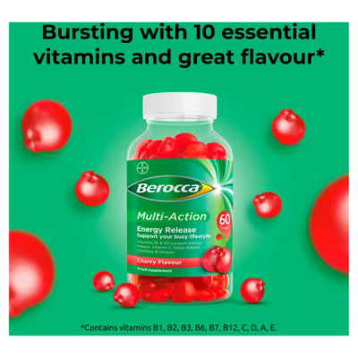 Berocca cherry flavour vitamin gummies 60 gummies - British product