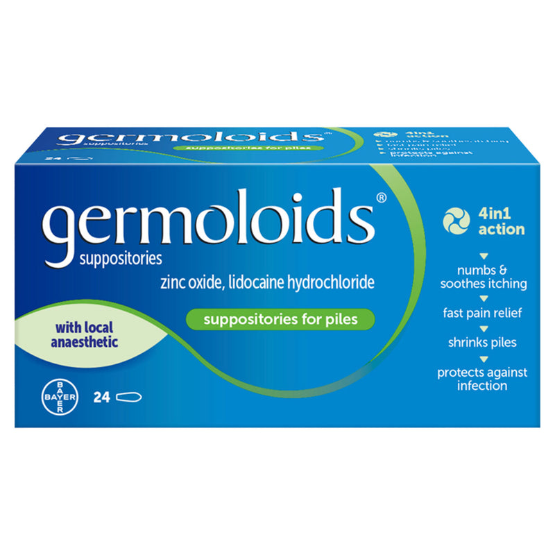 Germoloids Triple Action Haemorrhoids (Piles) Suppositories 24