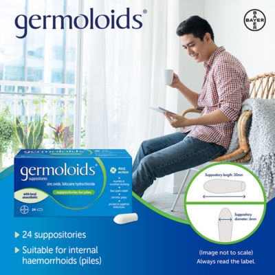 Germoloids Triple Action Haemorrhoids (Piles) Suppositories 24