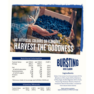 Ocean Spray Blueberry Juice Drink 1 Litre, imported from the UK